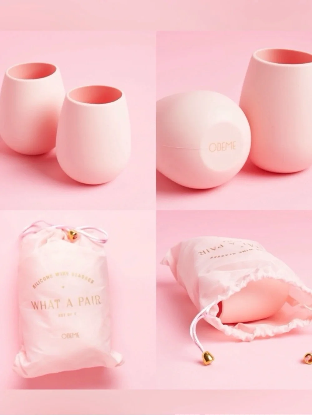 Odeme Pink Silicone Wine Glasses 🍾🥂